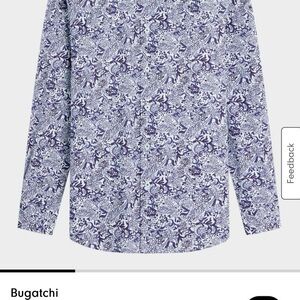 Bugatchi Blue Paisley Casual Button Down Shirt